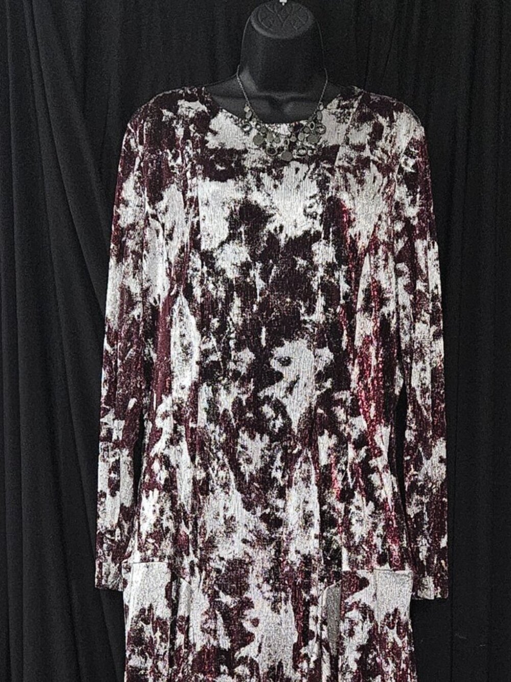 Perfect Holiday Dress, Burgandy and Silver, Size 12, Limited Troy Allen